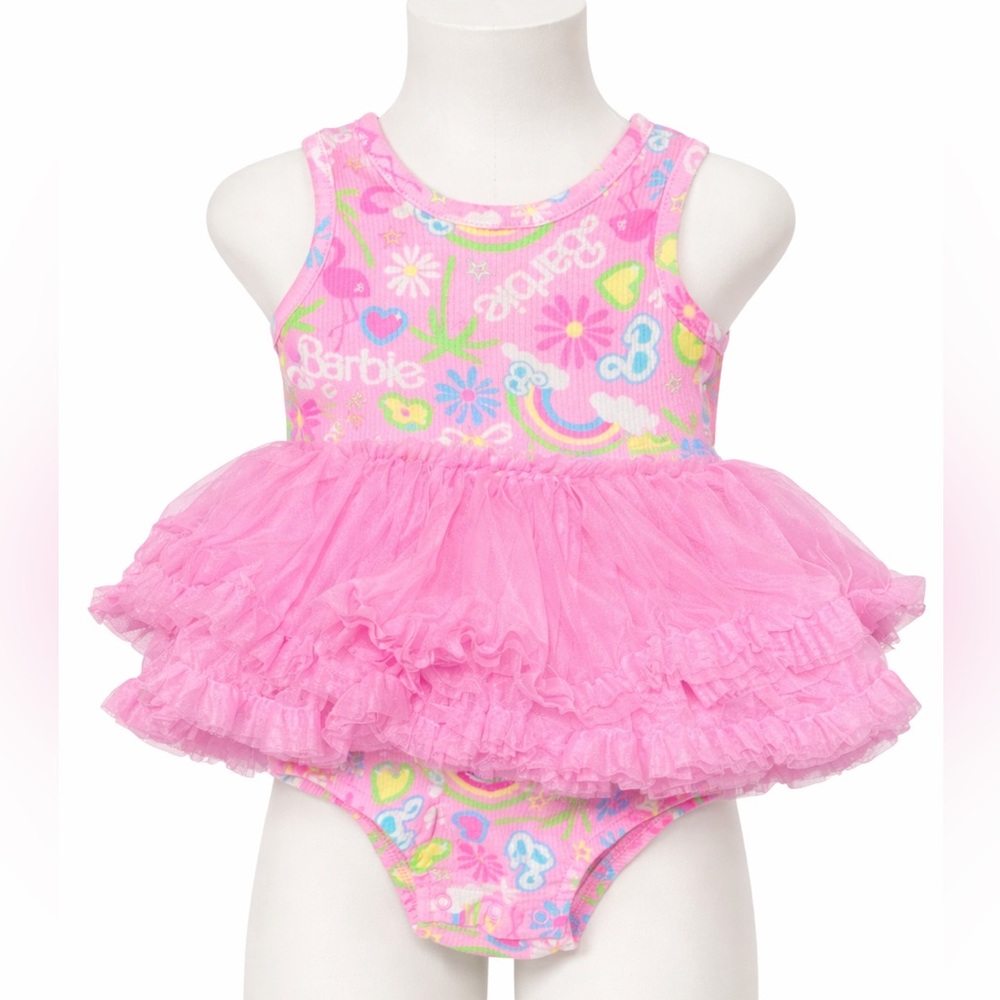 Barbie Size 12M Pink Tutu Dress One Piece.